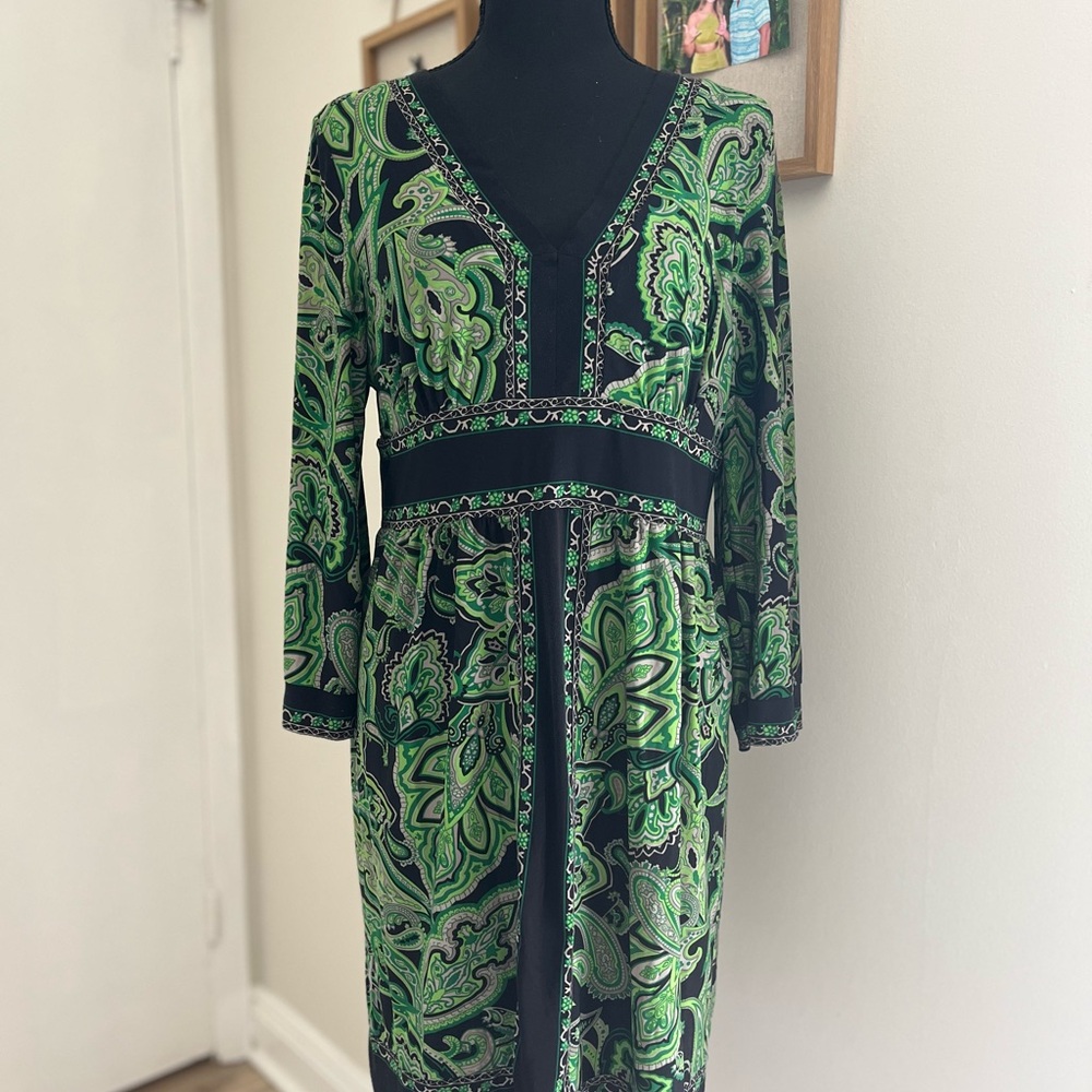 INC International Concepts Vibrant Green and Black Dress